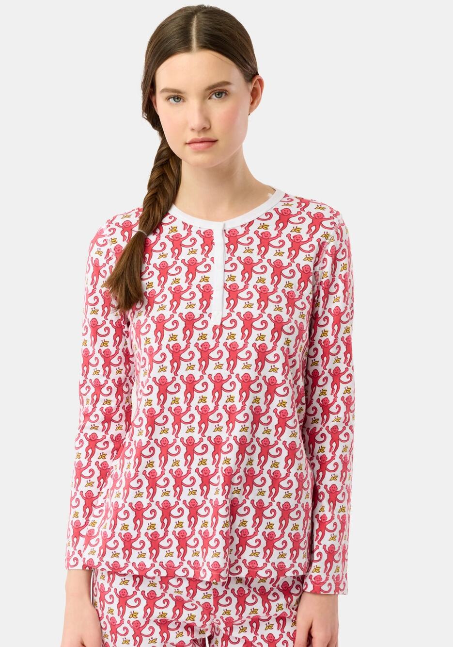 Roller Rabbit Monkey Pajama Top Pink Womens Medium New